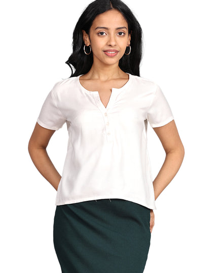 Purchase White Half Sleeve Rayon Top Online