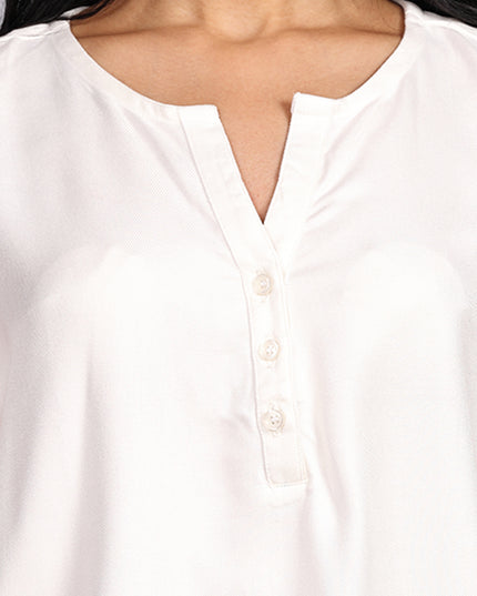 Get White Half Sleeve Rayon Top Online