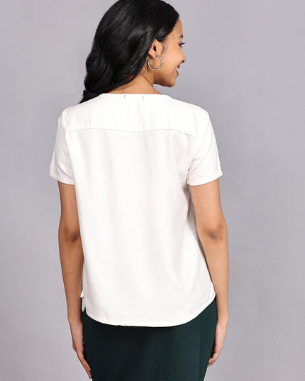 Find White Half Sleeve Rayon Top Online