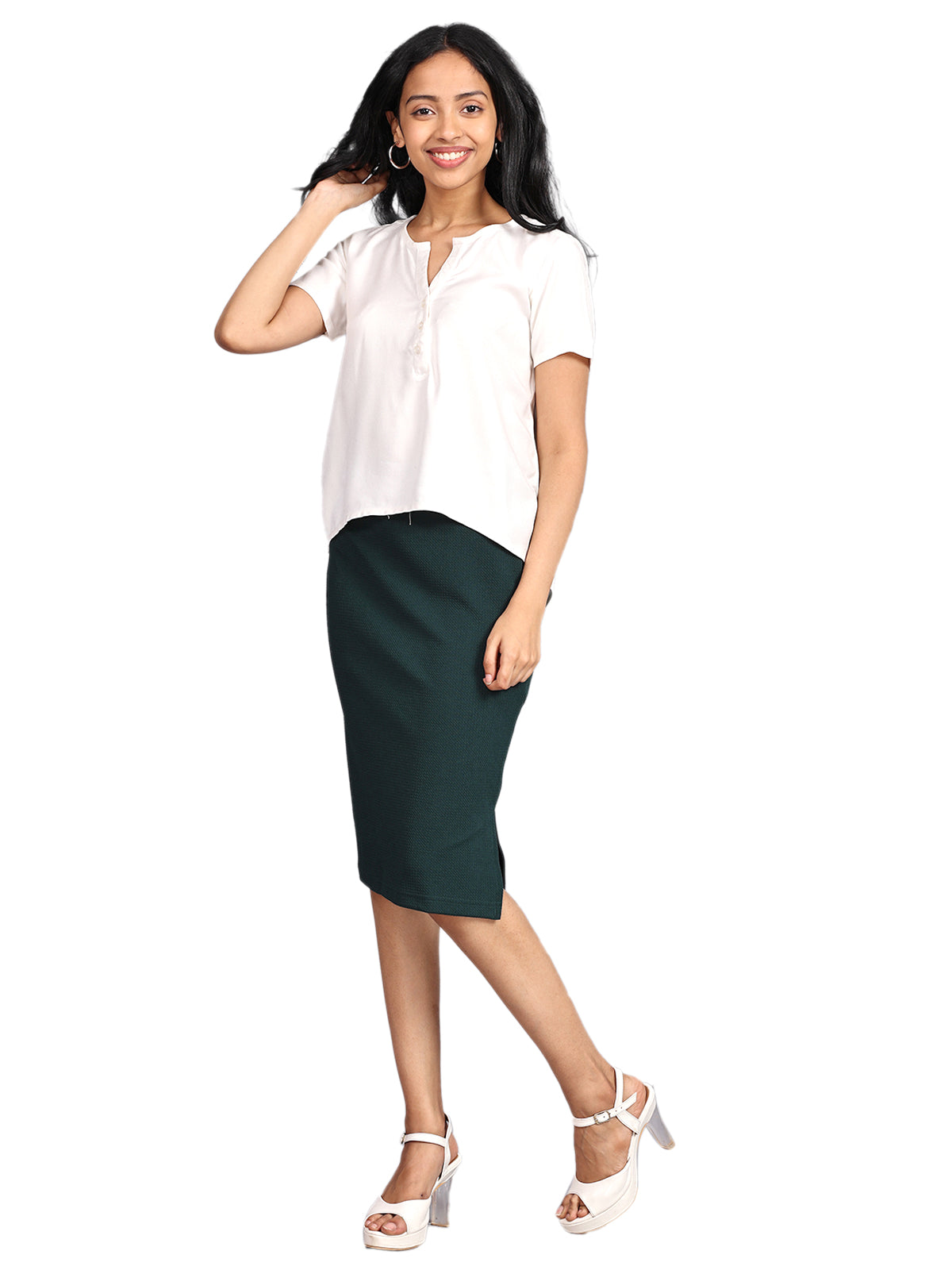 Green Skirt With Side Slit