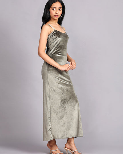 Shop the Perfect Green Velvet Slit Party Dress Online