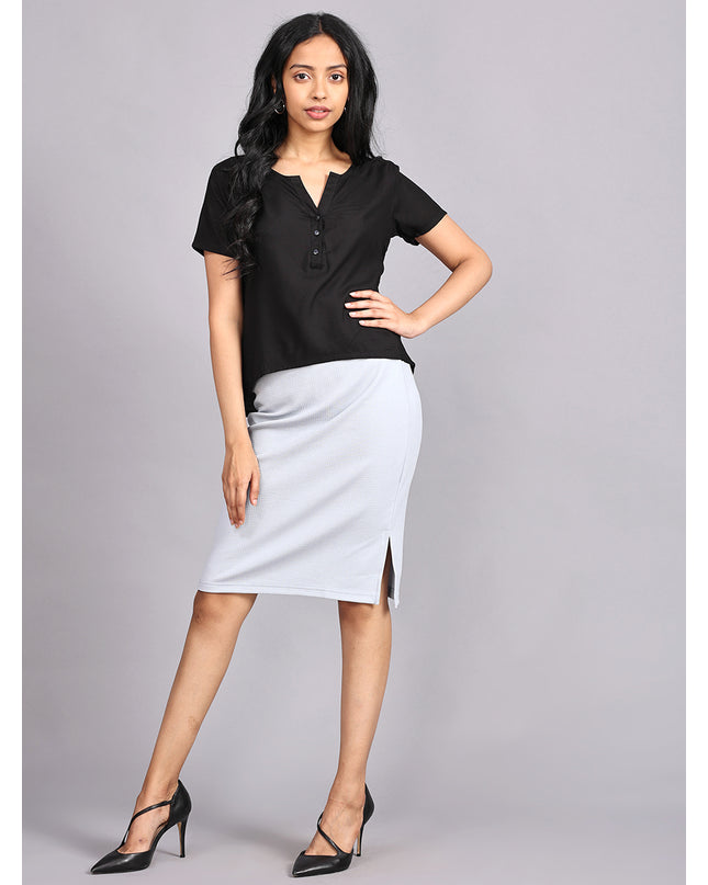 Buy Black Half Sleeve Rayon Top Online
