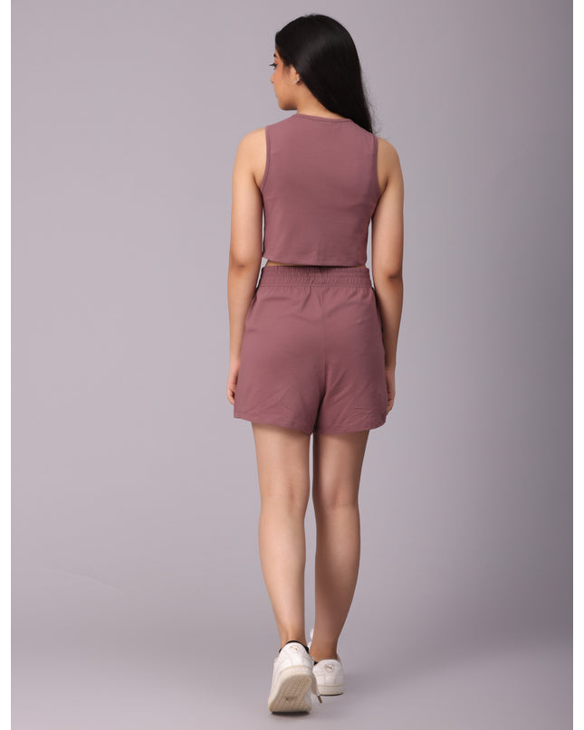 Stylish Plum Knit Crop Top for Online Purchase
