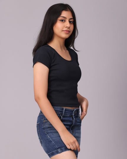 Shop Navy Crop Tshirt online