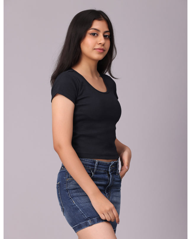 Shop Navy Crop Tshirt online