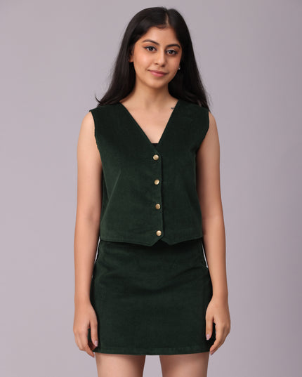 Trendy Green Corduroy Vest - Get Yours Now