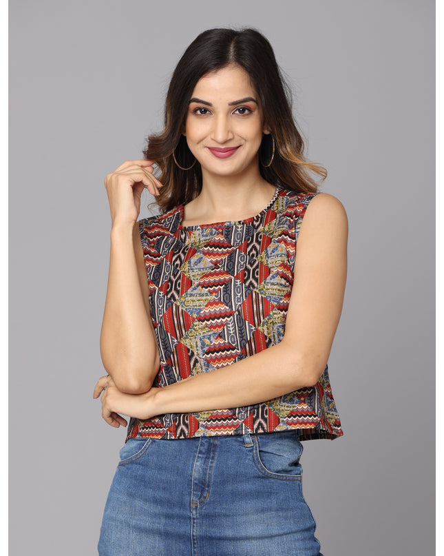 Buy Printed Sleeveless Crop Top online