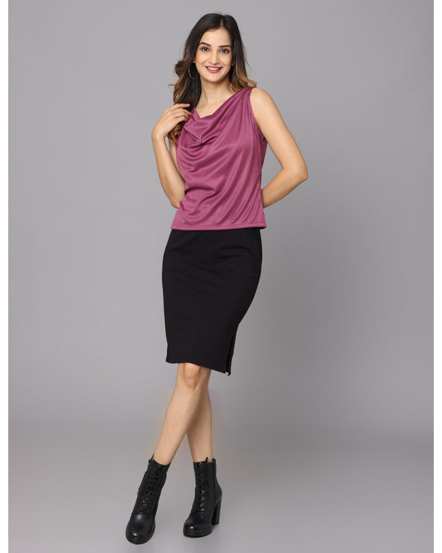 Buy Wine Cowl Neck Top online