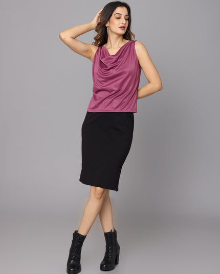 Online Store: Wine Cowl Neck Top