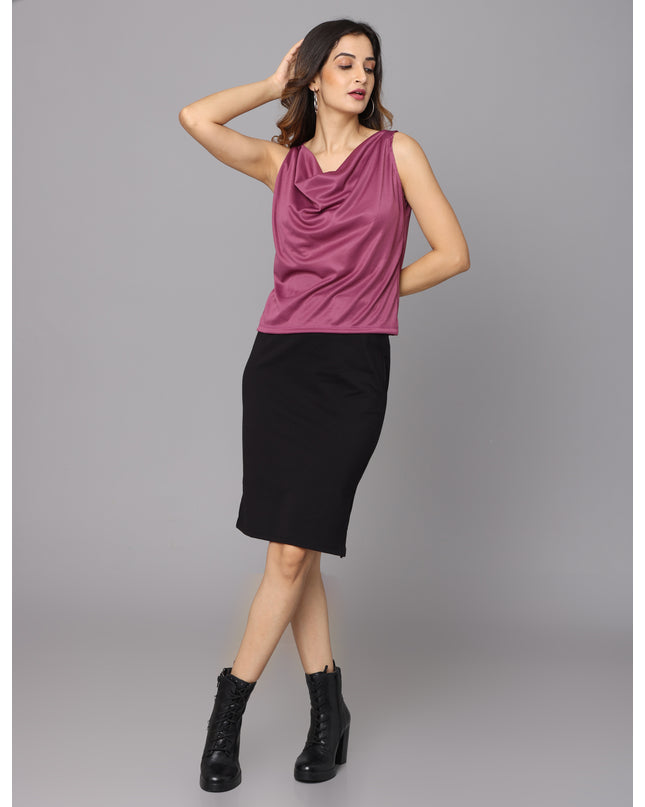 Online Store: Wine Cowl Neck Top