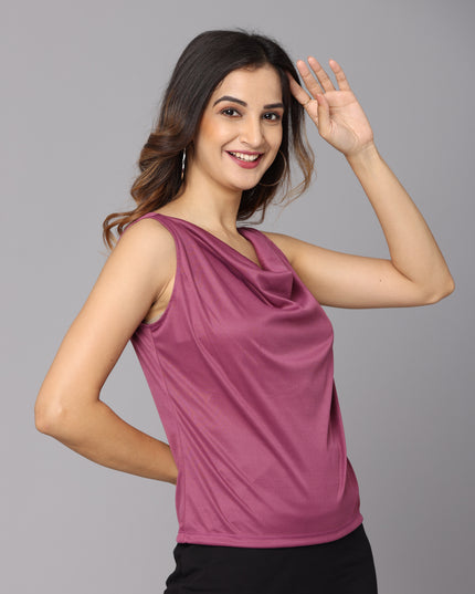 Get Yours: Wine Cowl Neck Top