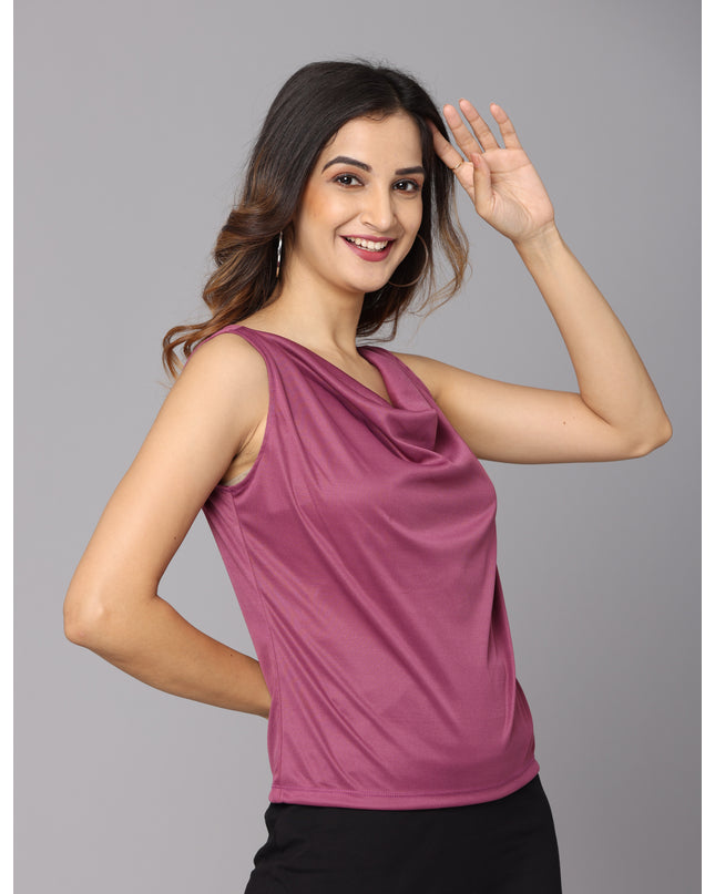 Get Yours: Wine Cowl Neck Top