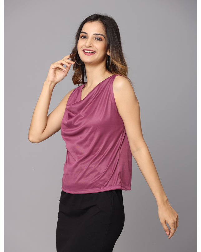 Find Your Style: Wine Cowl Neck Top