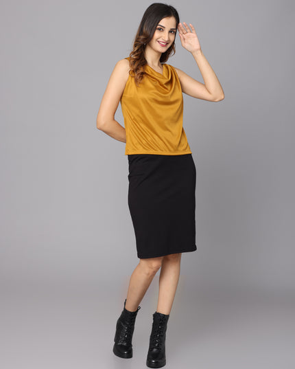Buy Mustard Cowl Neck Top online