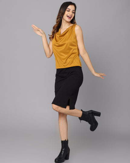 Shop Mustard Cowl Neck Top online