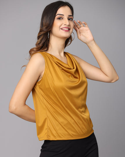 Mustard Cowl Neck Top - Buy it online with ease