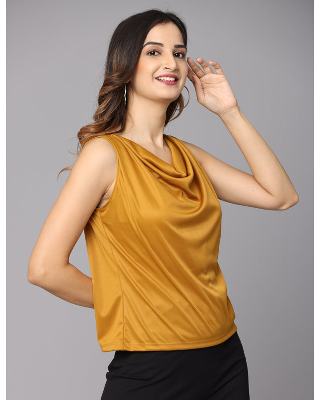 Mustard Cowl Neck Top - Buy it online with ease