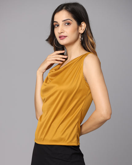 Online store offering a trendy Mustard Cowl Neck Top for sale