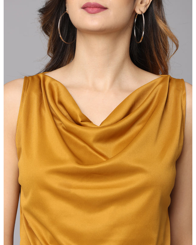 Get your hands on a chic Mustard Cowl Neck Top through online shopping