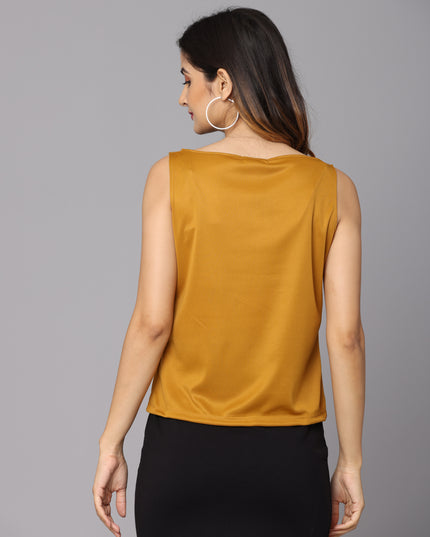 Stylish Mustard Cowl Neck Top available for online purchase