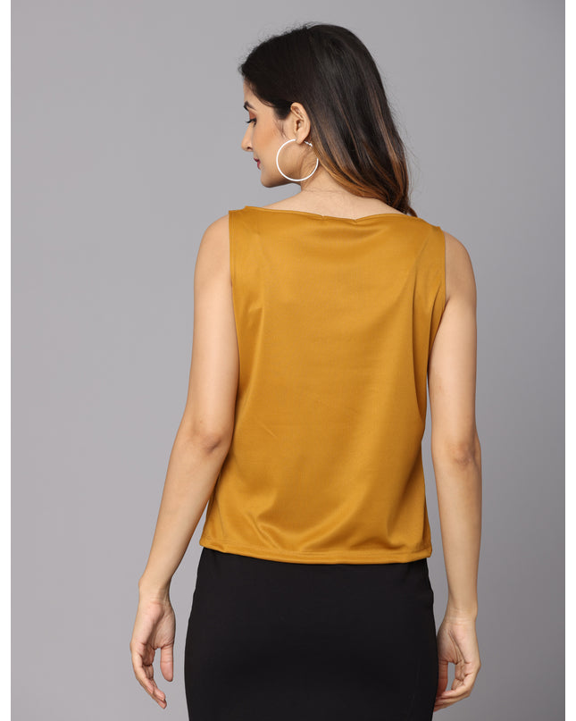 Stylish Mustard Cowl Neck Top available for online purchase