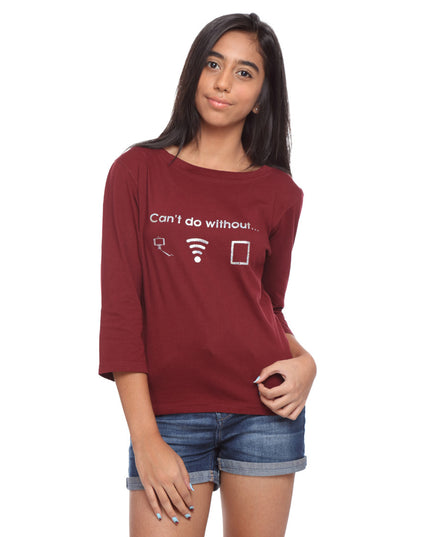 Maroon Long Tee Can't Do Without - GENZEE