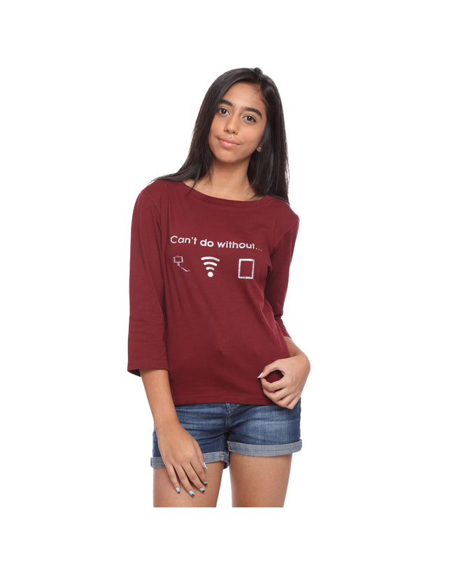 Maroon Long Tee Can't Do Without - GENZEE