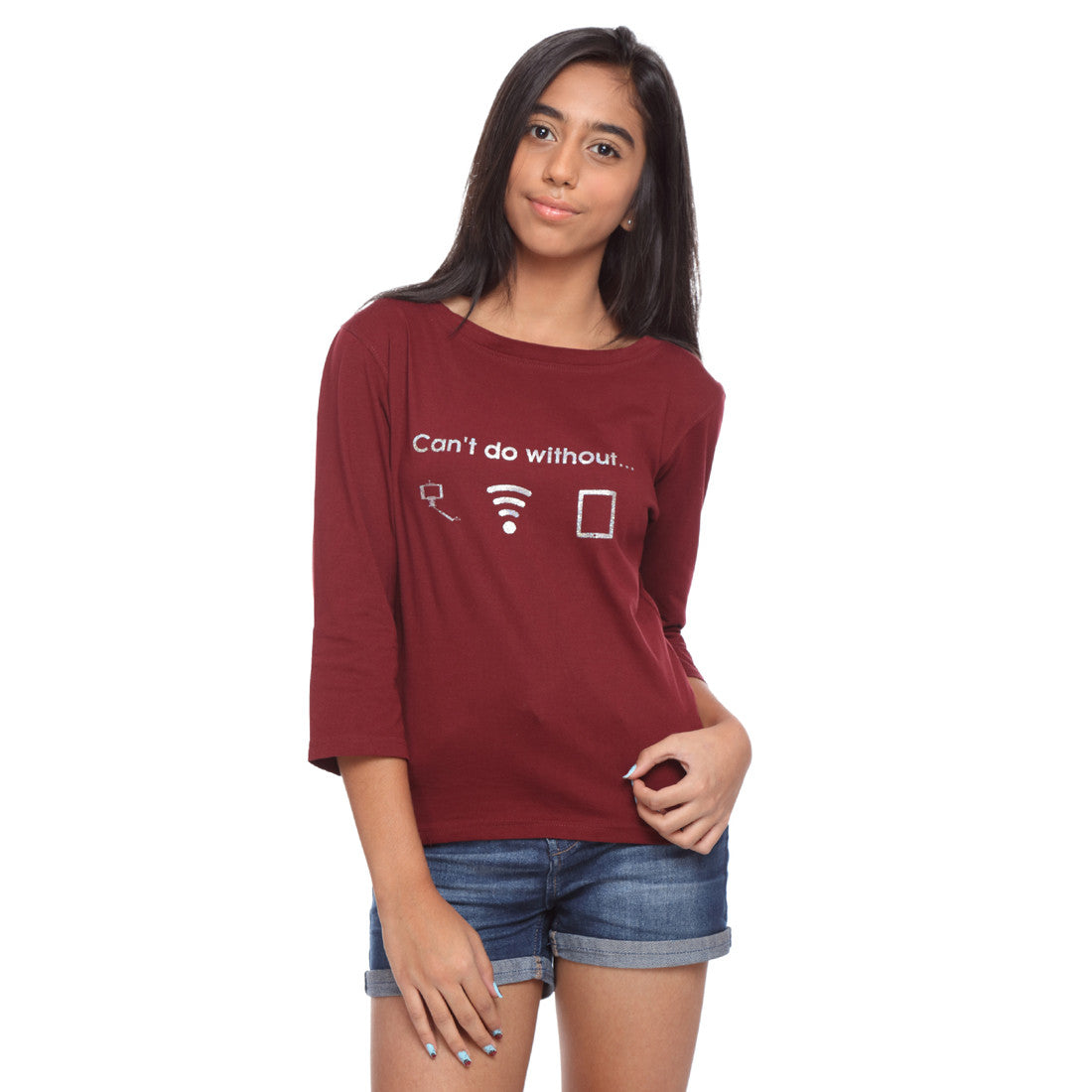Maroon Long Tee Can't Do Without - GENZEE
