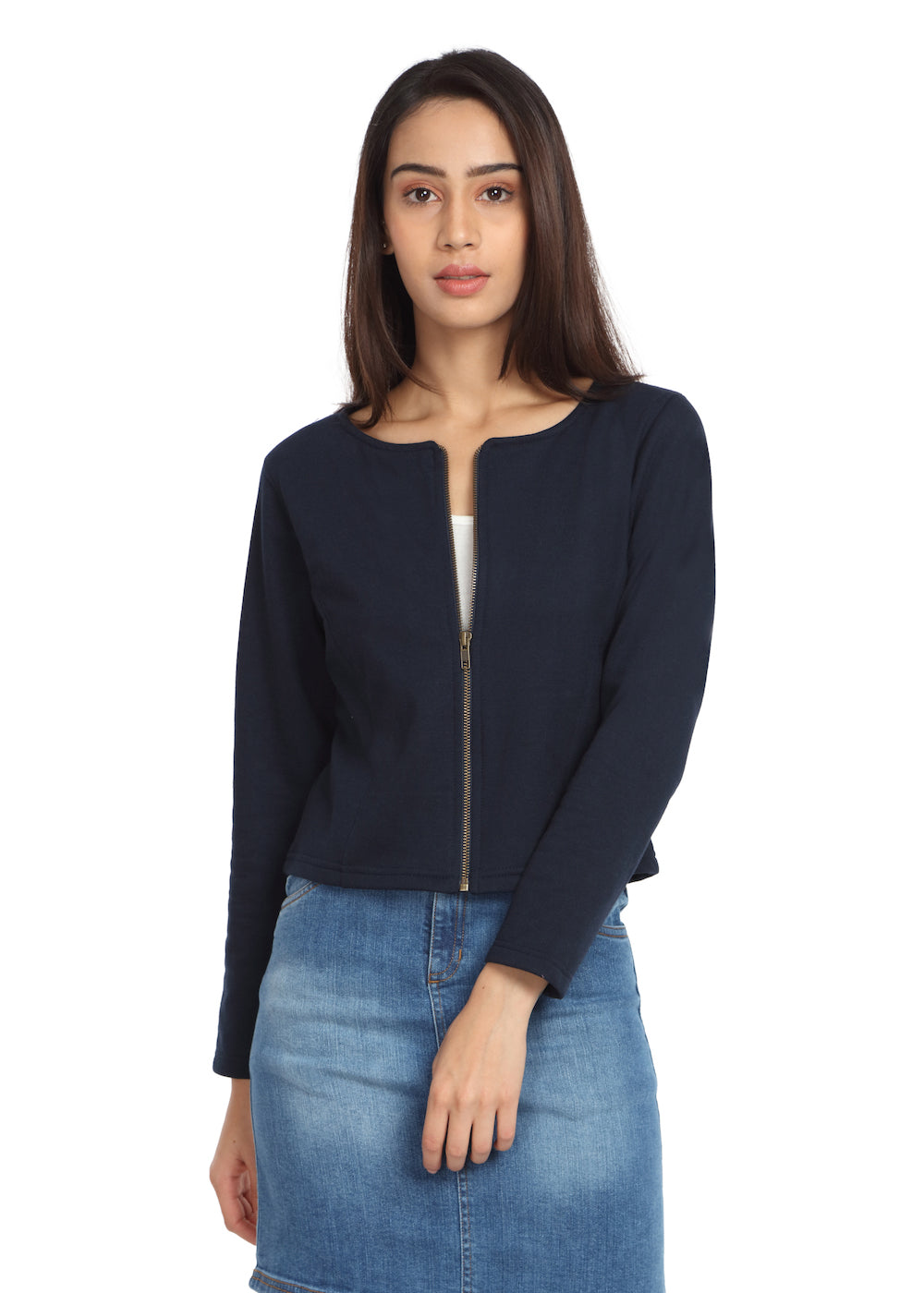 Short Knit Jacket Navy - GENZEE
