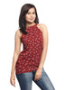 Maroon Halter Neck Top with Butterfly Print - GENZEE