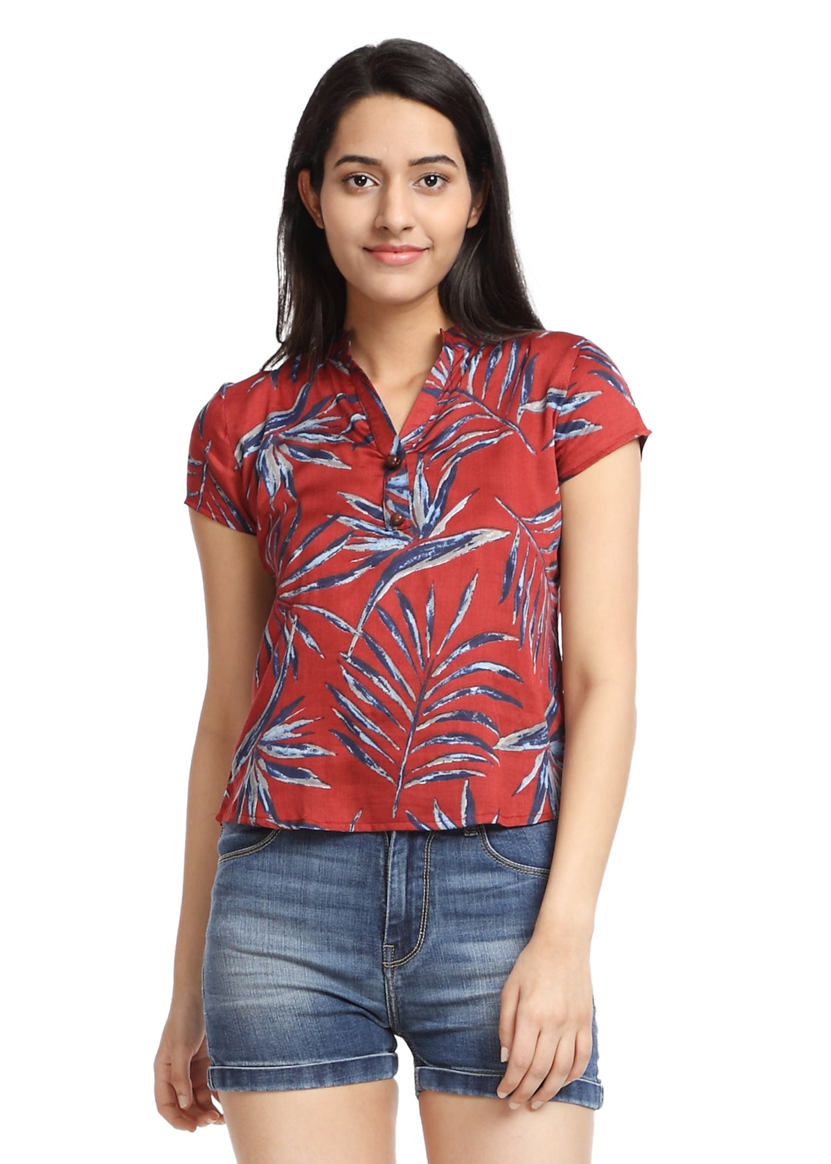Red Print Cotton Top