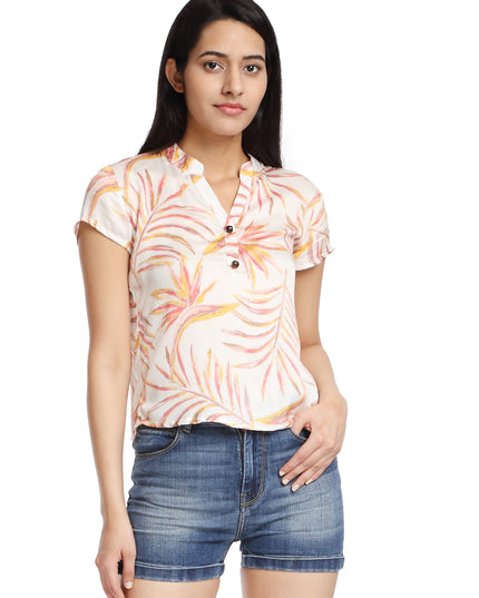 White Print Cotton Top