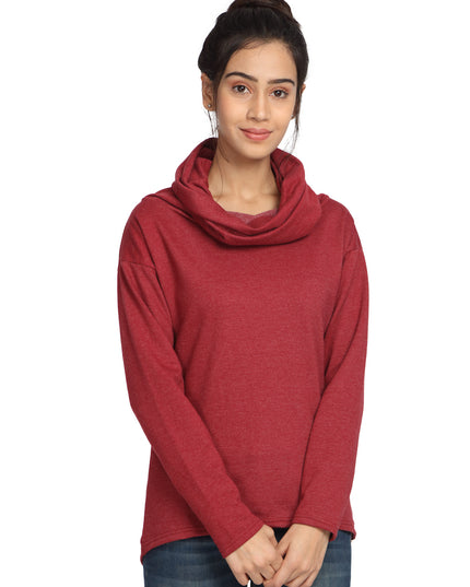 Buy Maroon Scarf Neck Sweatshirt online