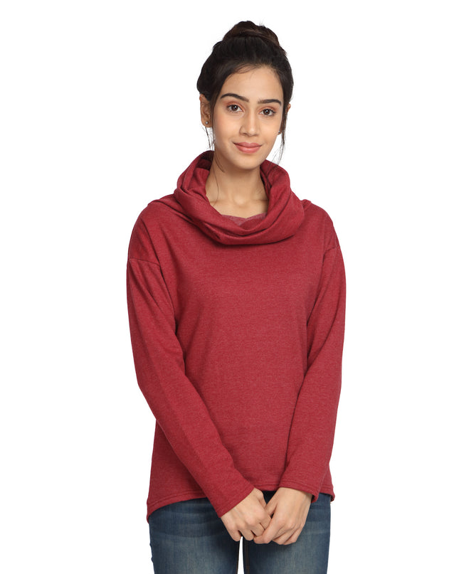 Buy Maroon Scarf Neck Sweatshirt online