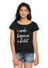 Printed T-shirt Black with Happiness Print - GENZEE