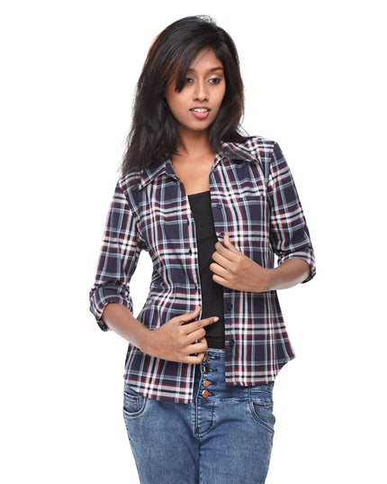 Buy Navy Blue Check Shirt online