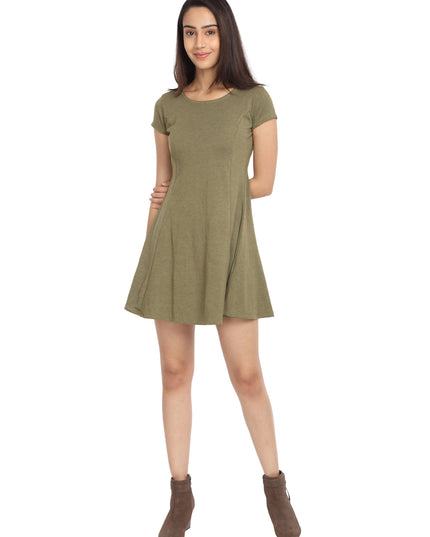 buy Melange Olive Short Knit Dress online