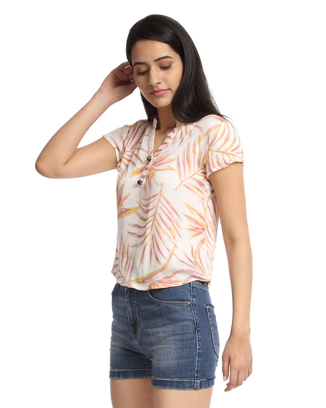 White Print Cotton Top