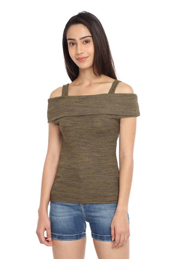 Olive Fold Over Top - GENZEE