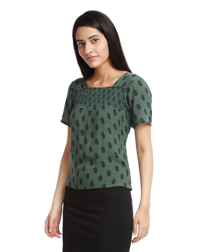 Discover the Charm: Green Smocking Top for Sale