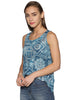 Sleeveless Turquoise Printed Knit Top
