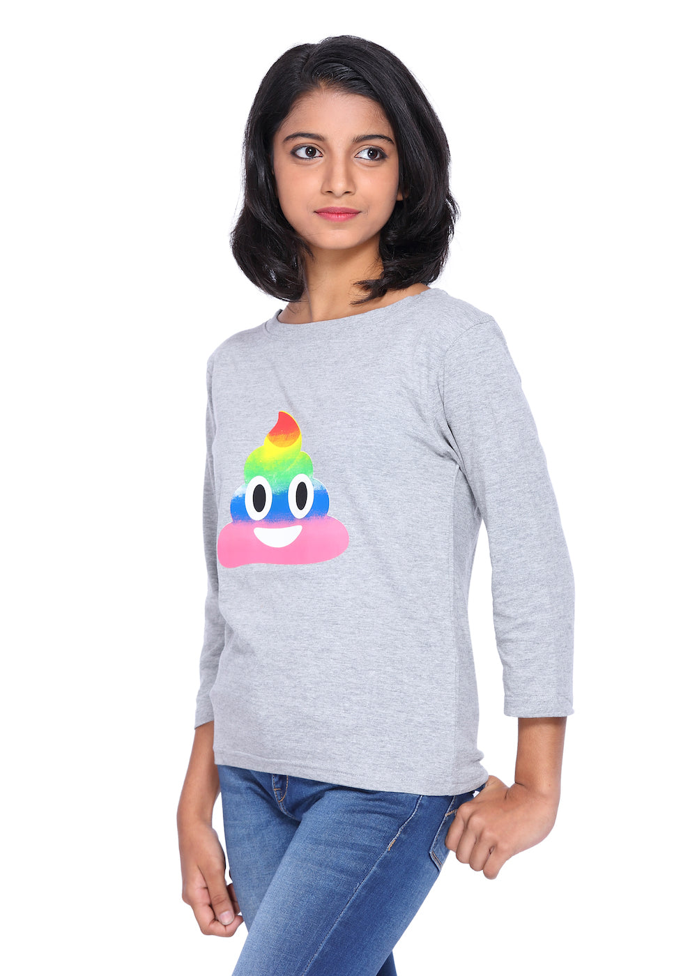Grey Long Tees Rainbow Emoji - GENZEE