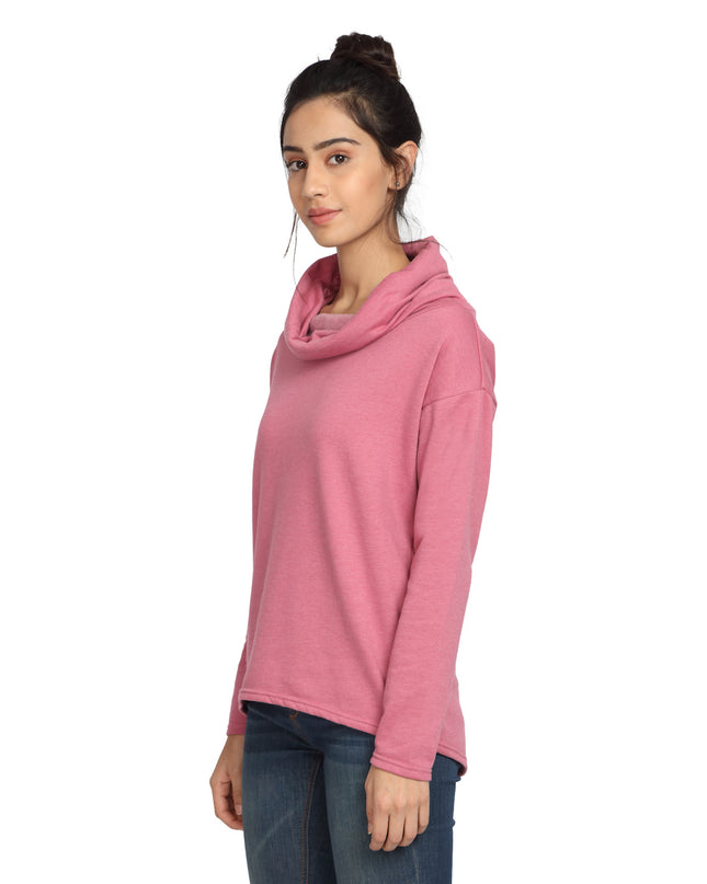 Shop Pink Scarf Neck Sweatshirt online