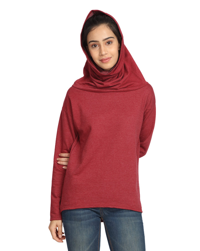 Shop Maroon Scarf Neck Sweatshirt online