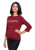 Maroon  Long Tee with silver Iconic Print - GENZEE