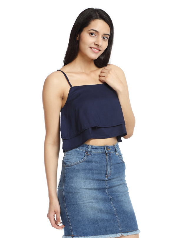 Chic Blue Layered Crop Top: Available Online