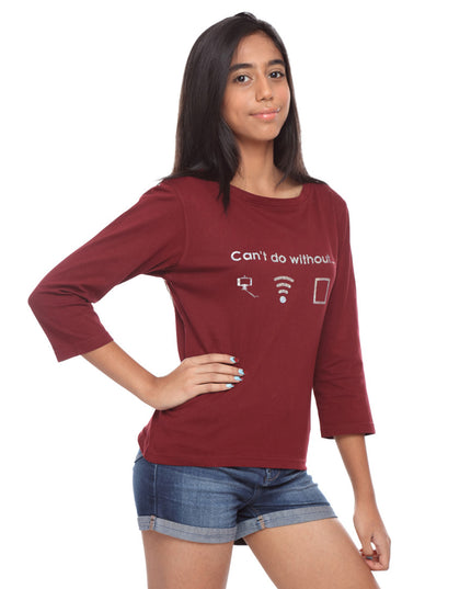 Maroon Long Tee Can't Do Without - GENZEE