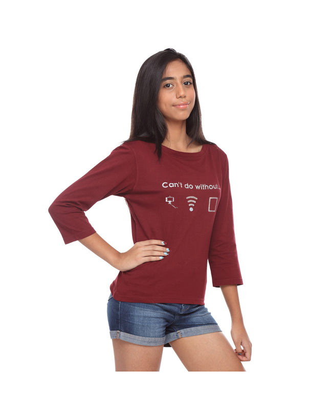 Maroon Long Tee Can't Do Without - GENZEE