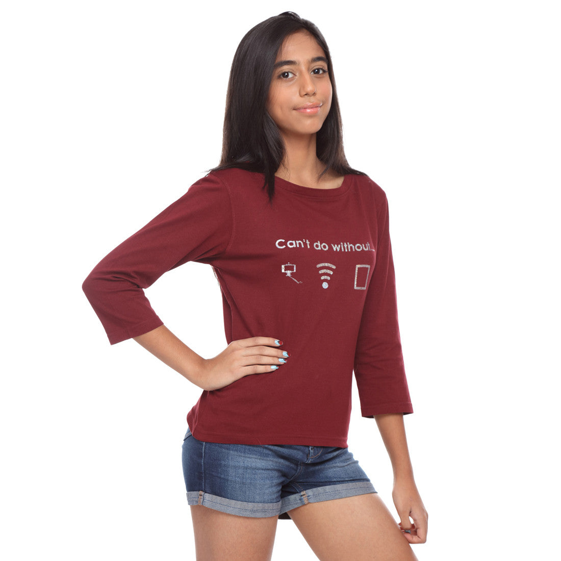 Maroon Long Tee Can't Do Without - GENZEE