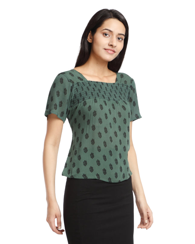 Shop Green Smocking Top online